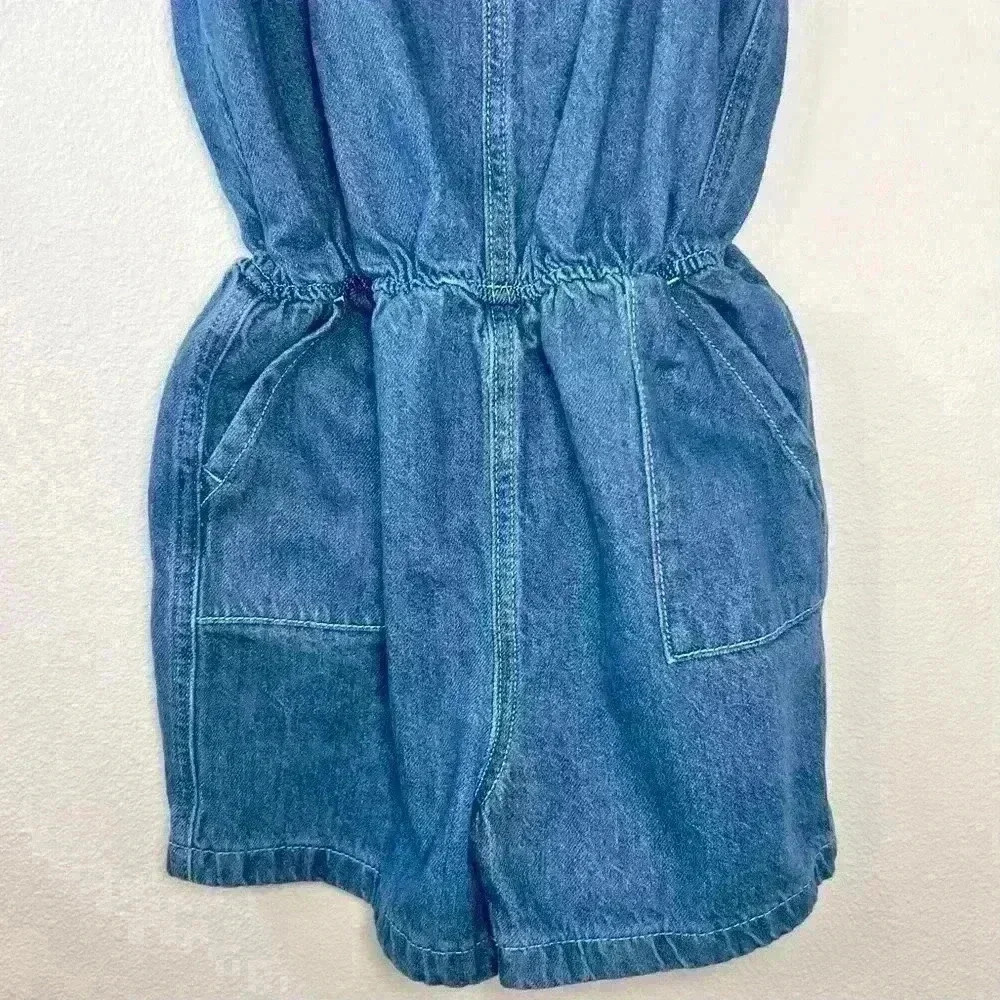 Cat & Jack One-Piece Denim Romper with Pockets Size 10/12 - Picture 5 of 7